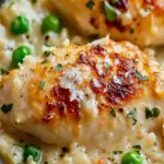 Ein Pfanne Cremiges Parmesan Huehnchen mit Reis