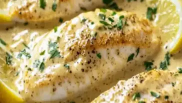 Gebackener Fisch mit Zitronenrahmsosse