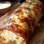 Leckere Käserolle mit Hackfleisch für 30 Minuten im Ofen gebacken