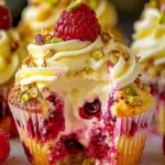 Pistazien-Himbeer Käsekuchen Cupcakes