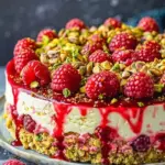 Himmlischer Himbeer-Pistazien-Käsekuchen
