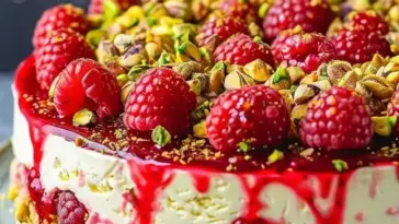 Himmlischer Himbeer-Pistazien-Käsekuchen