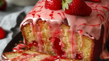Erdbeer-Glasur-Brotkuchen mit Frischen Beeren