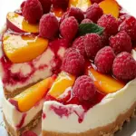 Pfirsich- und Himbeer-Käsekuchen Rezept