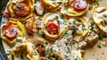 Superleckeres Tortellini in Haehnchen Schmandsauce in 10 Minuten