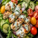 Tzatziki Huehnchen Salat mit Mediterranen Aromen