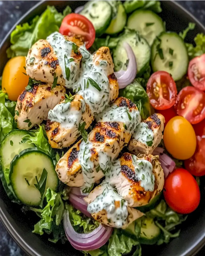 Tzatziki-Hühnchen-Salat mit Mediterranen Aromen 1 Tzatziki-Hühnchen-Salat mit Mediterranen Aromen
