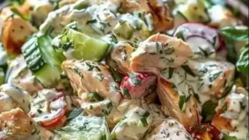 Tzatziki Huehnchensalat Frisch Gesund und Lecker