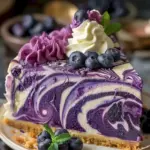 Eleganter Käsekuchen mit weißer Schokolade und Heidelbeeren