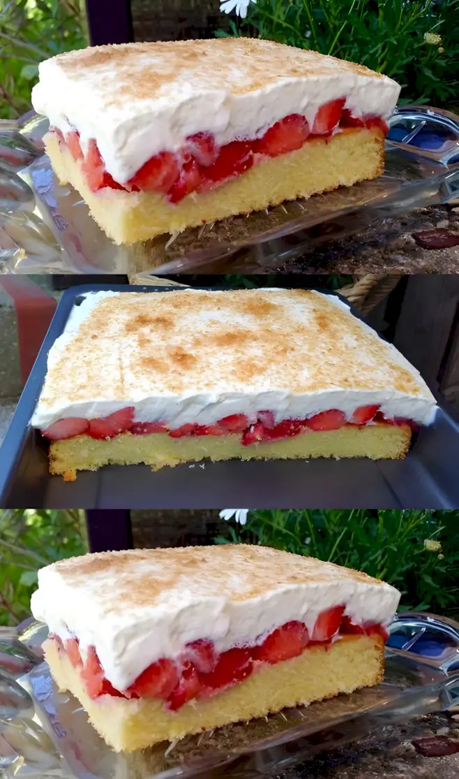 Fantakuchen mit frischen Erdbeeren in nur 30 Minuten gebacken 1 Fantakuchen mit frischen Erdbeeren in nur 30 Minuten gebacken