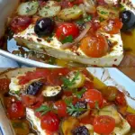 Gebackener Schafskaese mit Knoblauch und 15 kleine Tomaten
