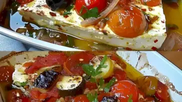 Gebackener Schafskaese mit Knoblauch und 15 kleine Tomaten