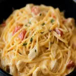 Haehnchen Spaghetti im Slow Cooker mit Tomaten und cremigem Kaese
