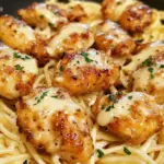 Haehnchen Spaghetti in Parmesan Knoblauchsauce