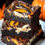 Halloween Pumpkin Cheesecake Brownies