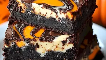 Halloween Pumpkin Cheesecake Brownies