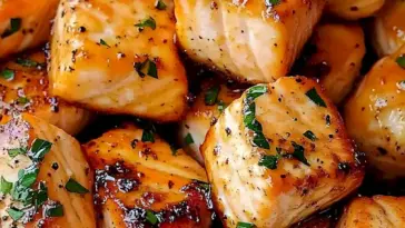 Heissluftfritteuse Lachs Bites mit scharfem Honig