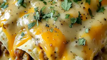 Herzhaftes Suedstaaten Fruehstueck Enchiladas mit cremiger Wurstsosse