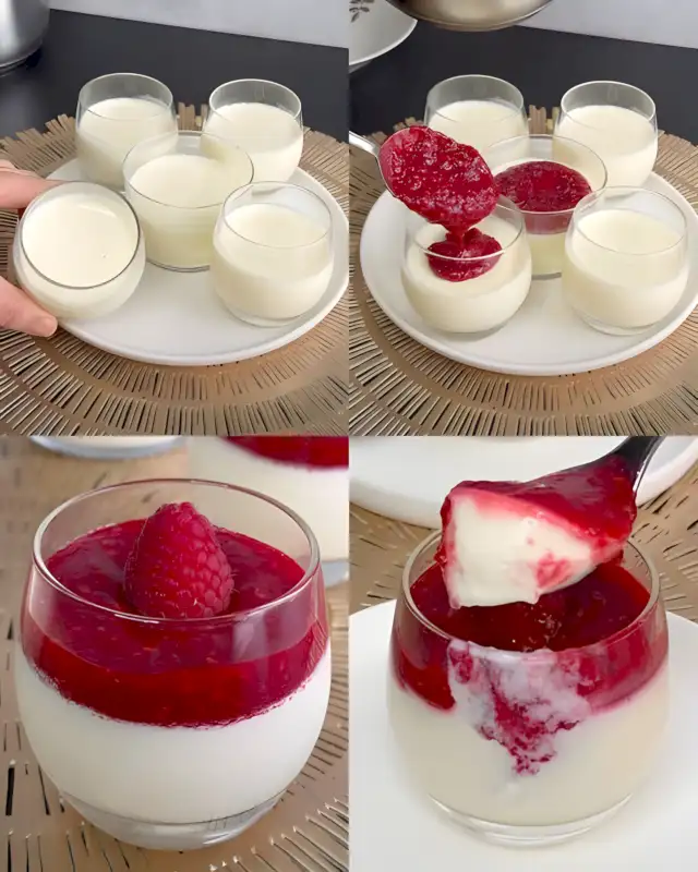 Schnelle Vanille Panna Cotta mit Himbeer-Coulis