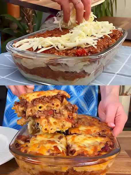 Herzhafter Nudel-Hackfleisch-Auflauf Einfach und Lecker
