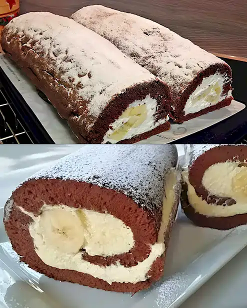 Saftige Biskuitrolle mit Bananen Einfach unwiderstehlich 1 Saftige Biskuitrolle mit Bananen Einfach unwiderstehlich