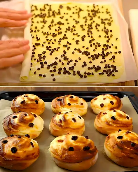 Schneller Blätterteigstrudel mit Schokolade und Sahne