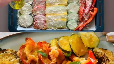 Buntes Ofengemuse mit Parmesan und Krautern