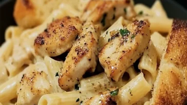 Cremige Huhnchen Pasta mit Cajun Wurze und Parmesan