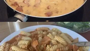Deftiges Wurstchen Gulasch mit Penne und Senf
