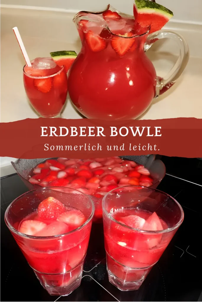 Erdbeer Bowle mit Melone ohne Alkohol