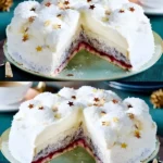 Festliche Schneeballtorte mit Mohn und Kokos
