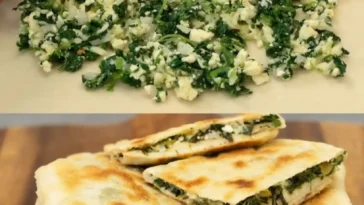 Gozleme Turkisches Fladenbrot Spinat Feta einfach selbstgemacht