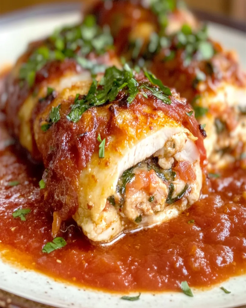 Hähnchen Braciole mit Parmesan und Pancetta