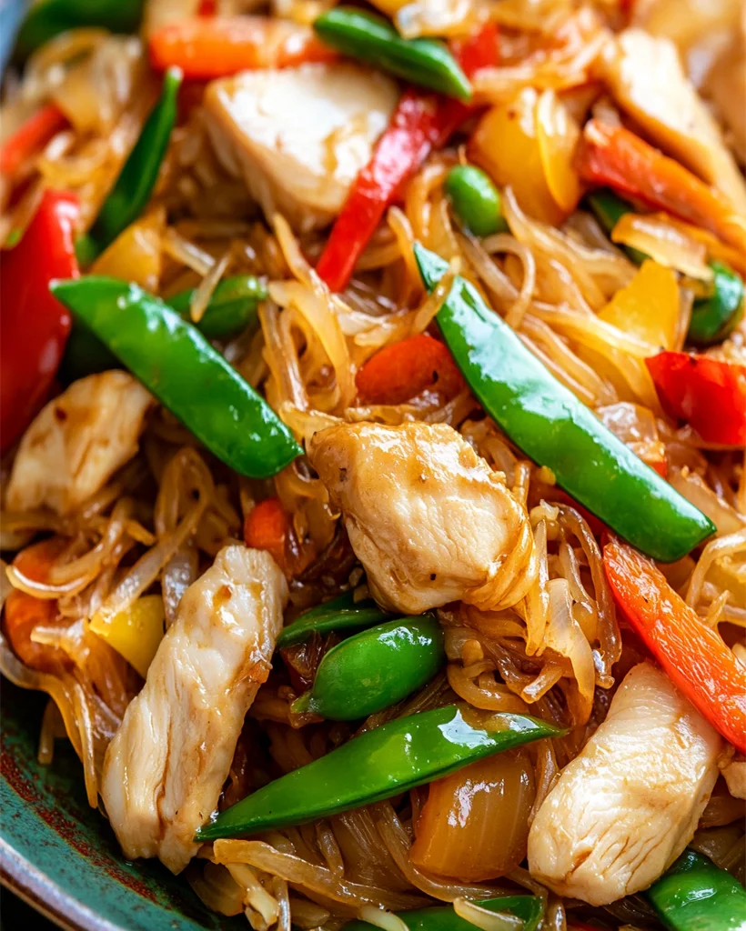 Hähnchen Reisnudeln Pfanne schnell und einfach