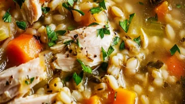 Herzhafte Hahnchen Graupensuppe fur kalte Tage