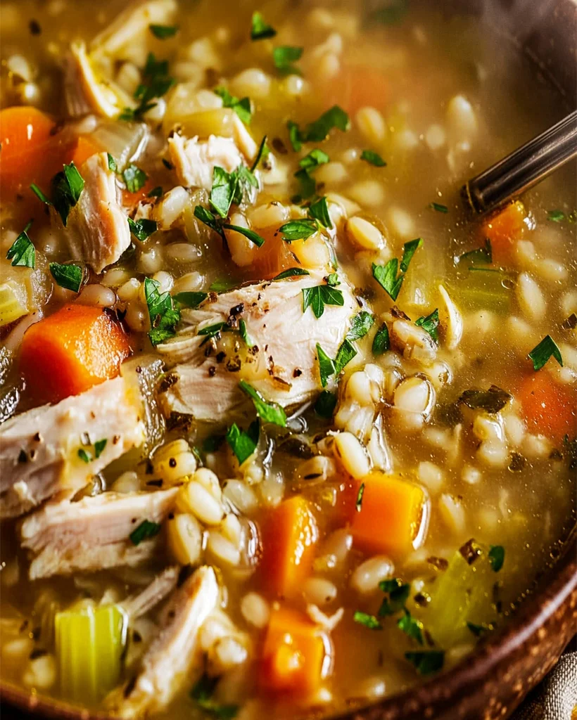 Herzhafte Hähnchen-Graupensuppe für kalte Tage