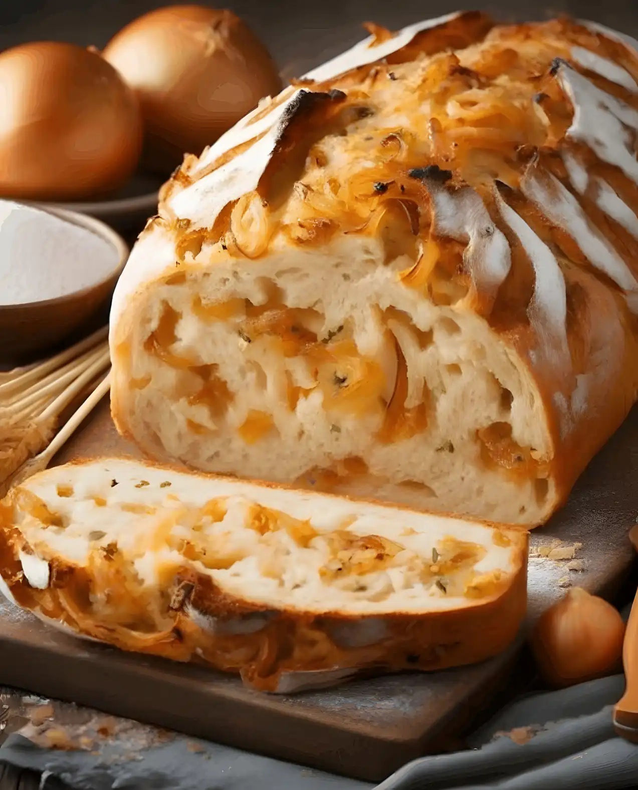 Herzhaftes Zwiebelbrot ohne Hefe mit Quark