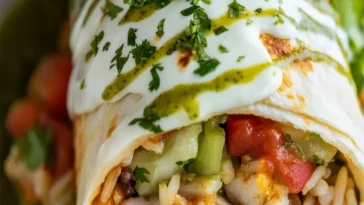 Huhnchen Burritos mit roter und gruner Sose