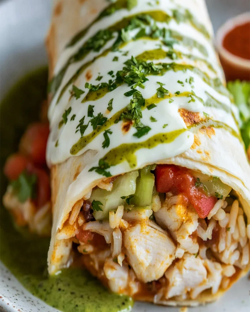 Hühnchen Burritos mit roter und grüner Soße