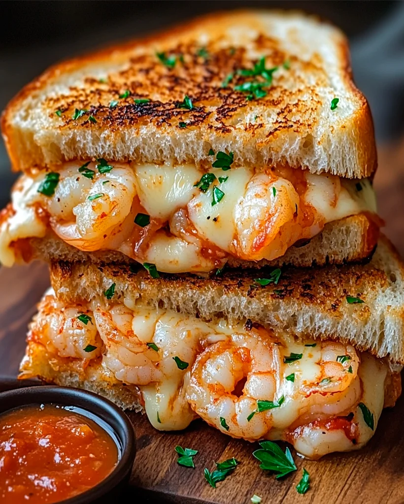 Käse-Garnelen-Toast mit Knoblauchbrot
