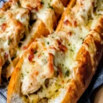 Kase Pesto Huhnchen mit Knoblauchbaguette