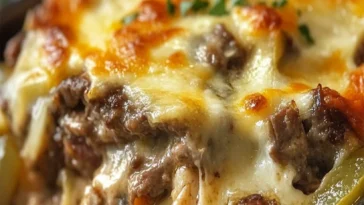 Kasiger Philly Cheesesteak Auflauf fur die ganze Familie
