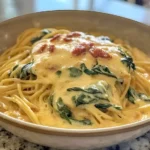 Schnelle Spaghetti mit Spinat und Frischkase