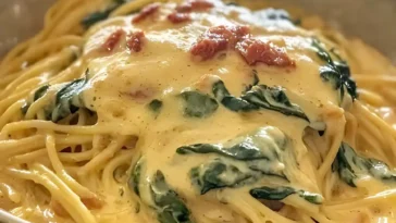 Schnelle Spaghetti mit Spinat und Frischkase
