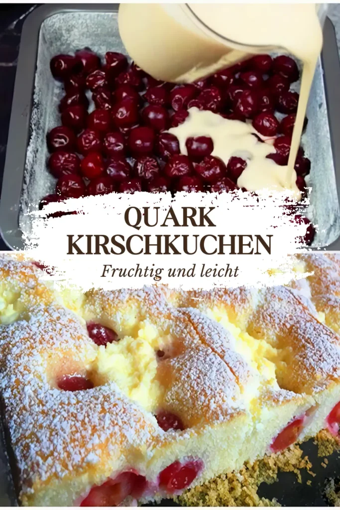 Schneller Quark Kirschkuchen in 5 Minuten im Ofen