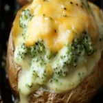 Uberbackene Kartoffeln mit Brokkoli Kase Sauce