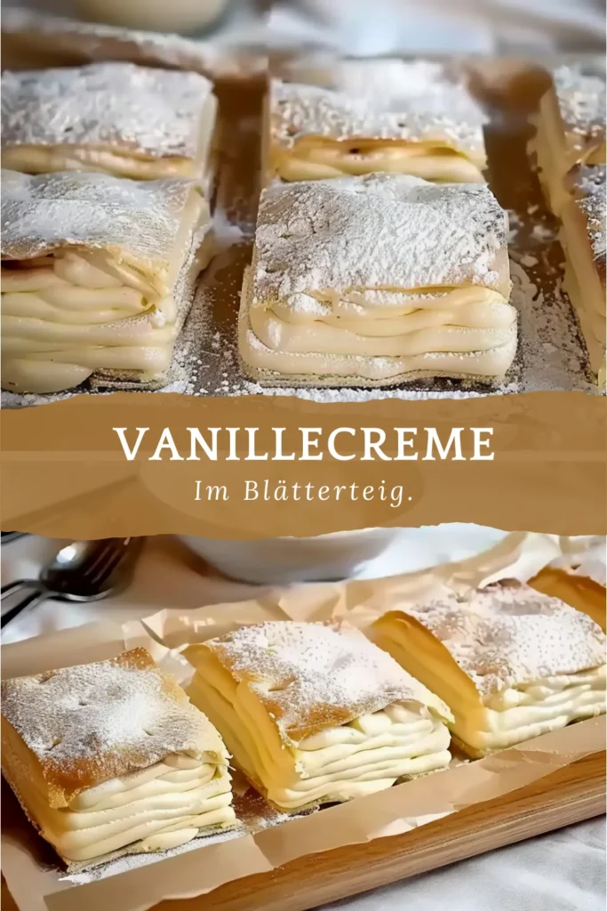 Himmlischer Vanillecremepudding im knusprigen Blätterteig 1 Vanillecremepudding Im Blatterteig Einfach Zu Kochen Und Sehr Gut