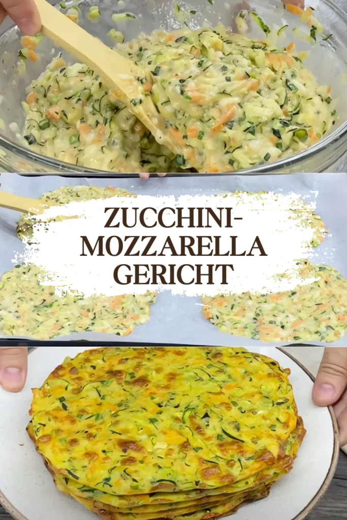 Leckere Zucchini-Pizzabites mit Mozzarella aus dem Ofen 1 Vermische Sie Zucchini Eier Mehl Karotten und 100 g Mozzarella