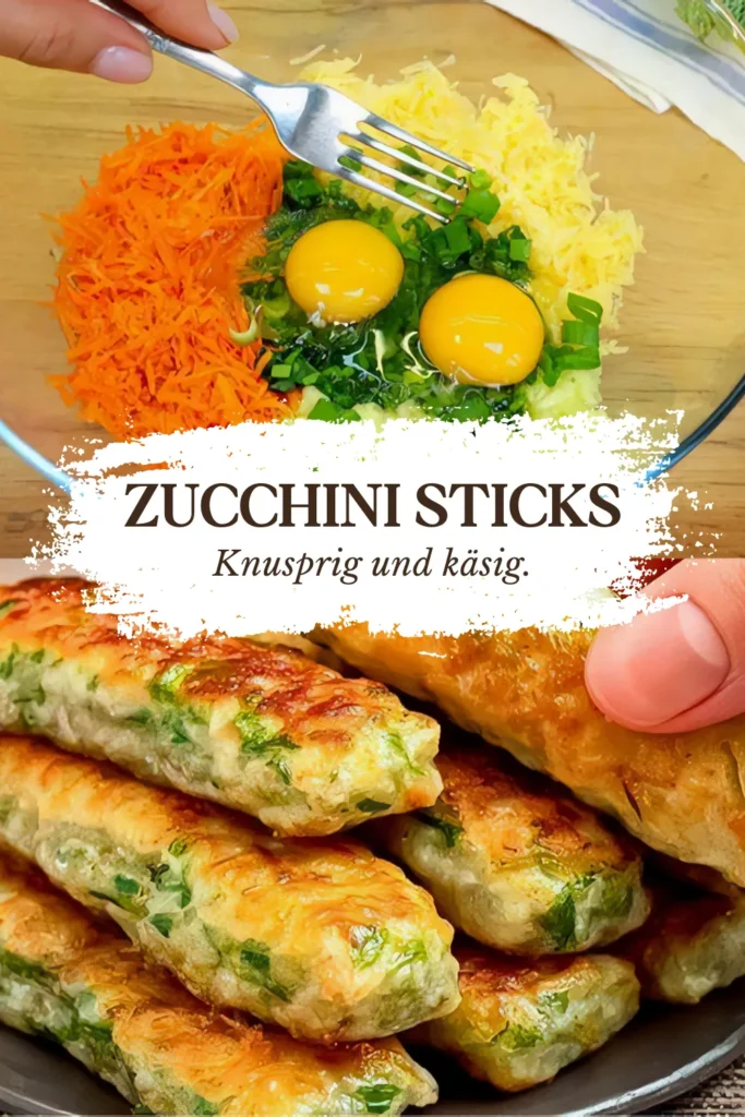 Zucchini Sticks mit 100g Kase Ich brate sie standig