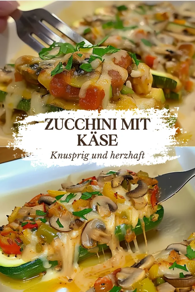 Zucchini mit 100 g Streukase und Champignons 2